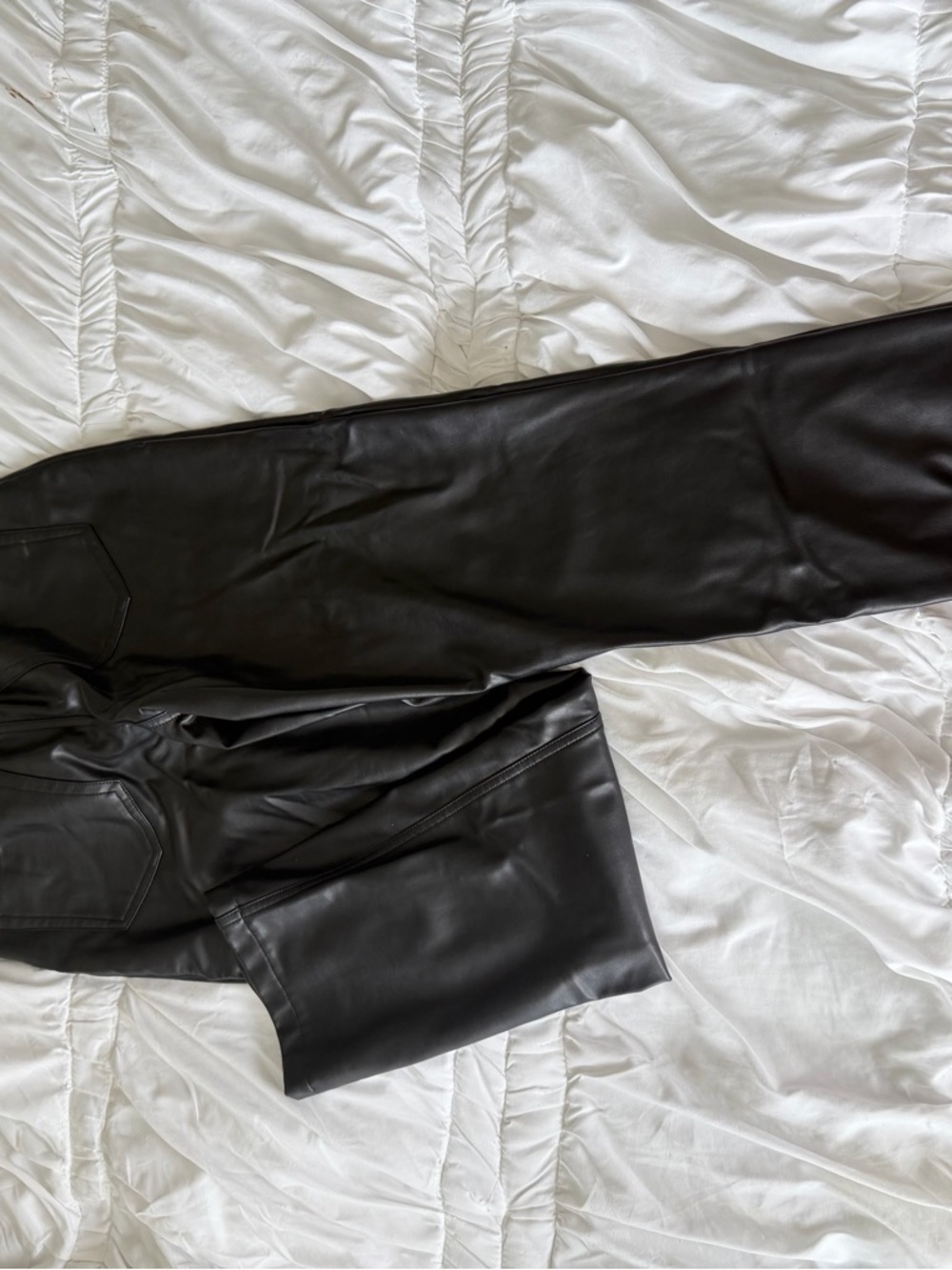 Abercrombie & Fitch Black Straight-Leg ultra High rise Faux Leather Jeans - Picture 8 of 10